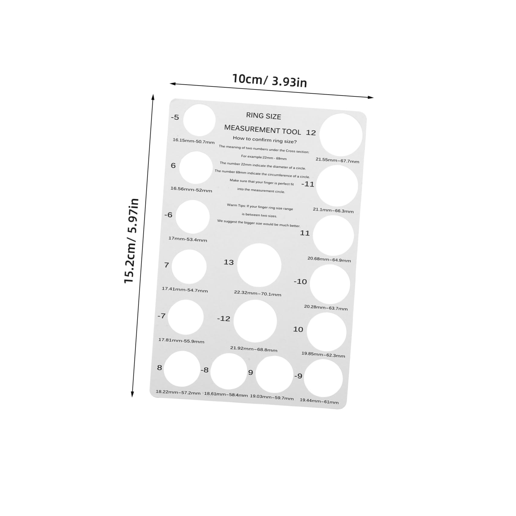HOMSFOU Finger Size Measuring Tape Ring Tool Cardboard Ring Measurer Jewelry Sizing Gauge Board USA