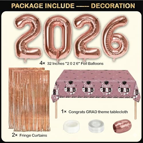 Image of Black and Pink Graduation Decorations Class of 2026 - Graduation Balloon Boxes, Balloon Arch Garland Kit, Fringe Curtains, Party Decorations 2026 for Any Grades