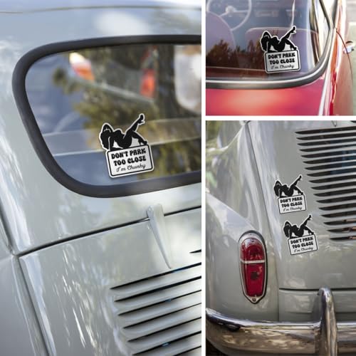 Image of 3 Pcs Don't Park Too Close I'm Chunky Sticker Set, Funny Chunky Stickers for Car Truck Laptop Phone Helmet 5 inch C1