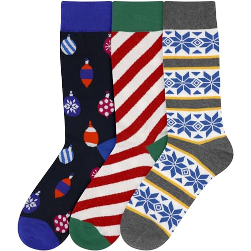BambooMN Men's Christmas Socks Cotton Colorful Design Fashion Novelty Dress Xmas Theme Socks - Assorted Packs2