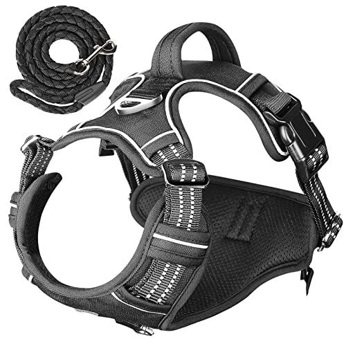 Ulable Hundegeschirr,kleine Hunde,mittelgroße Hunde,Grosse Hunde,Verstellbar Atmungsaktiv Brustgeschirr Sicherheitsgeschirr mit Griff und Reflektorstreifen(M) Cover
