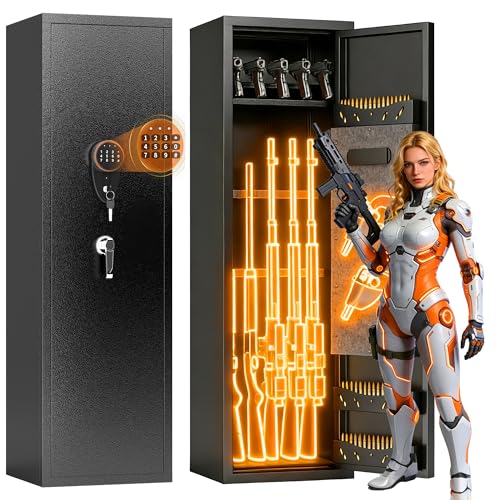 12-14 Gun Safe for Rifles and Pistols,Safe Quick-Access Long Gun & Ammunition, Easy to Assemble,...