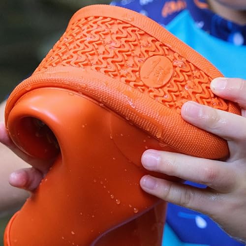 IWIHMIV Toddler Boys Rain Boots Girls Lightweight Short Rain Boots Soft Soles Non Slip Rainboots with Easy On3