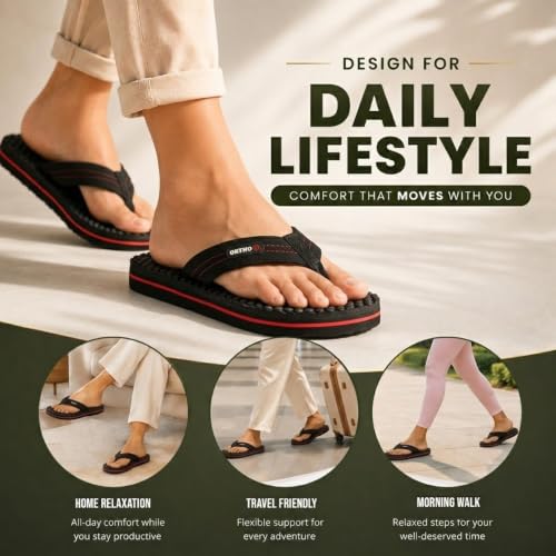 Image of ORTHO JOY House Slipper for Women's Care | Orthopaedic | Diabetic | Acupressure | Comfortable | MCR | Flip Flop Ladies and Girl's Home for Daily Use