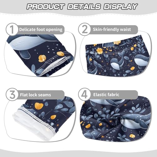 Whale Floral Girls Leggings Soft Stretch Workout Yoga Dance Pants for Kids Casual Tights3