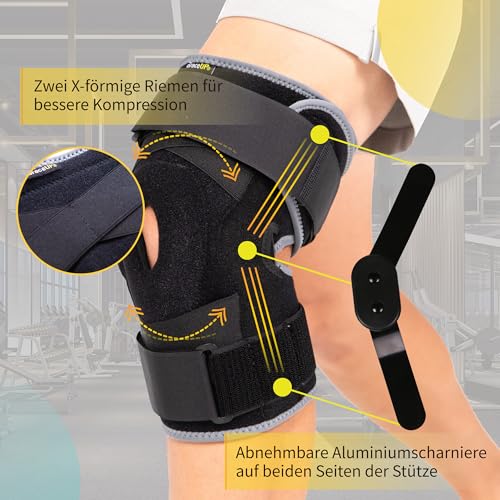 BraceUP Kniebandage, Kniestütze Männer Damen mit Gelenkstütze bei Knieschmerzen - Maximale Unterstützung und Komfort bei ACL/PCL-Verletzungen, Meniskusrisse, Arthritis (L/XL)