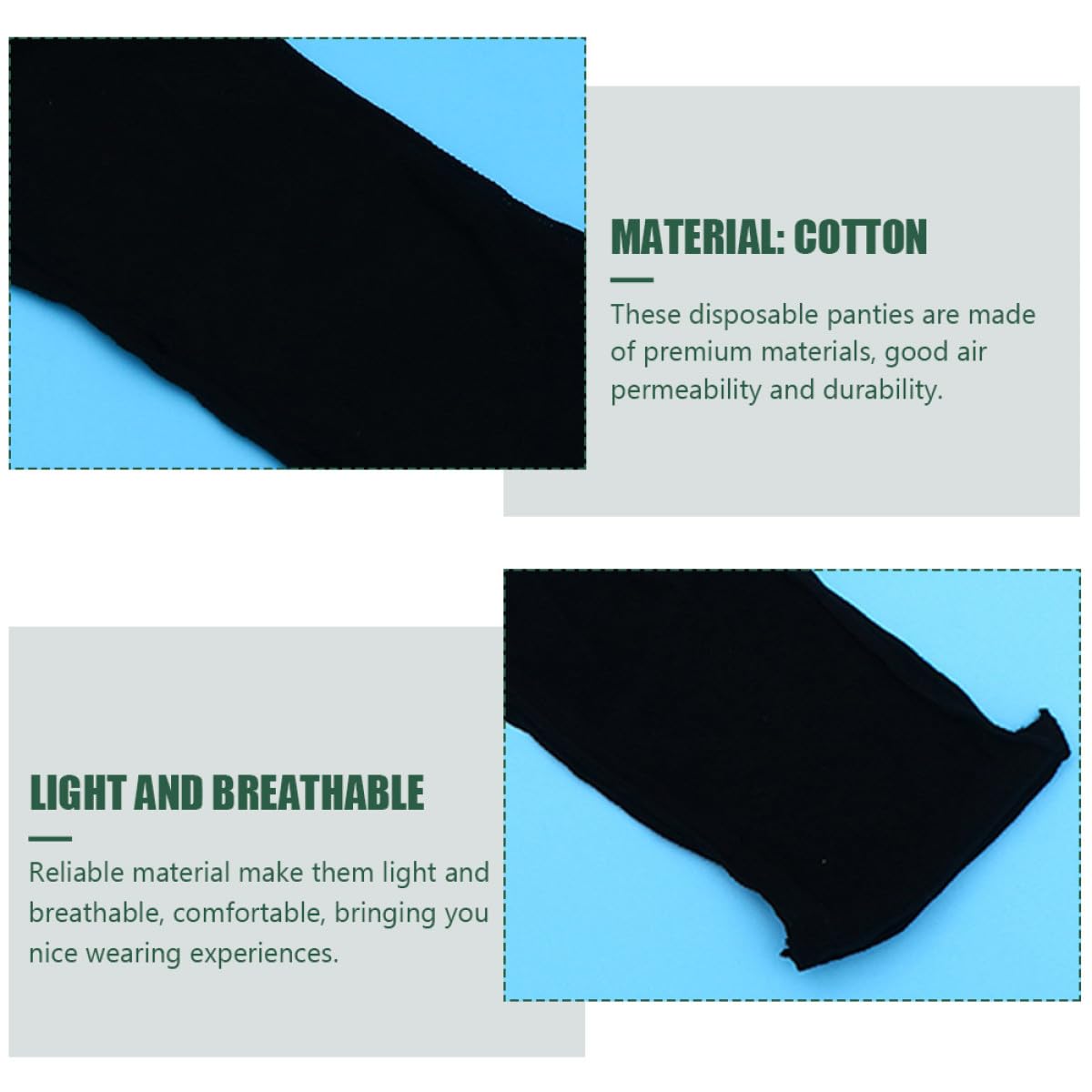 VILLCASE Bragas Postparto de Algodón Transpirables y Plegables para Mujer, Paquete de 20 Unidades Negras, Ideales para Sauna y Periodo Menstrual