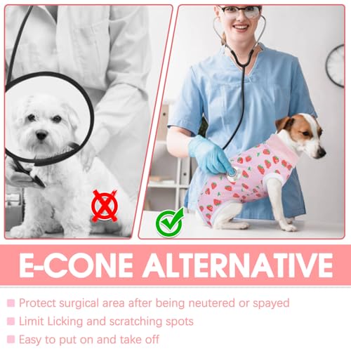Image of BRKURLEG Small Dog Recovery Suit After Surgery Female Male, Back Zipper Spay Recovery Suit for Dogs & Cats, Anti-Licking Puppy Surgical Onesie for Abdominal Wound, Cone Alternative, Pink M