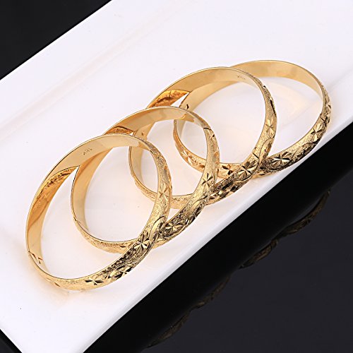 4pcs Dubai Gold Bangle Bracelet 18k Gold Plated Women Decoration Party Bangle African Ethiopian Jewelry3