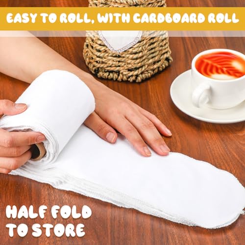 Image of FuWeave 30 Pack Reusable Toilet Paper No Tear Bidet Towels, White | Washable 11.8 inch x 4.3 inch Cotton Flannel Family Cloth Wipes with Snaps, Paperless Roll for Bathroom, Travel, Cleaning and Drying
