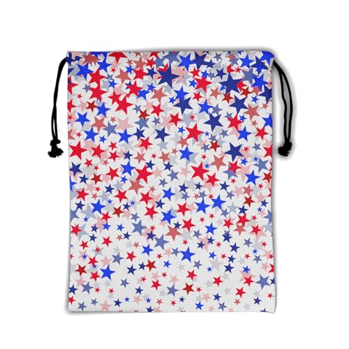 Image of Blue Red Gymnastics Grip Bags with Stars Small Drawstring Gym Bag