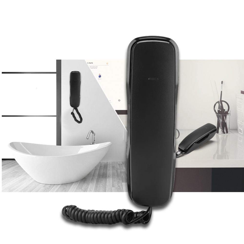 VBESTLIFE Noise Canceling Wandtelefon,Letzte Wahlwiederholung Anti-Interferenz Wandmontiertes Telefon für Büro,Haus, Hotel usw.(Schwarz)