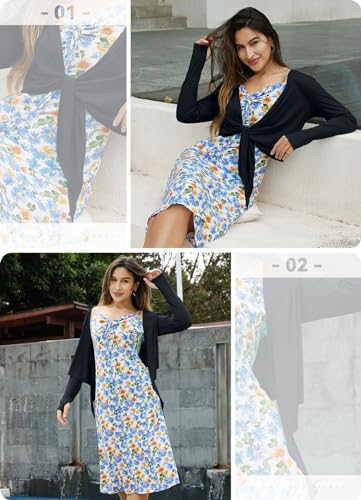 Image of baleaf Women's 2025 UPF 50+ Cropped Cover Up Cardigan Tie Front Lightweight Summer Sun Wrap SPF Shirts Beach Outdoor