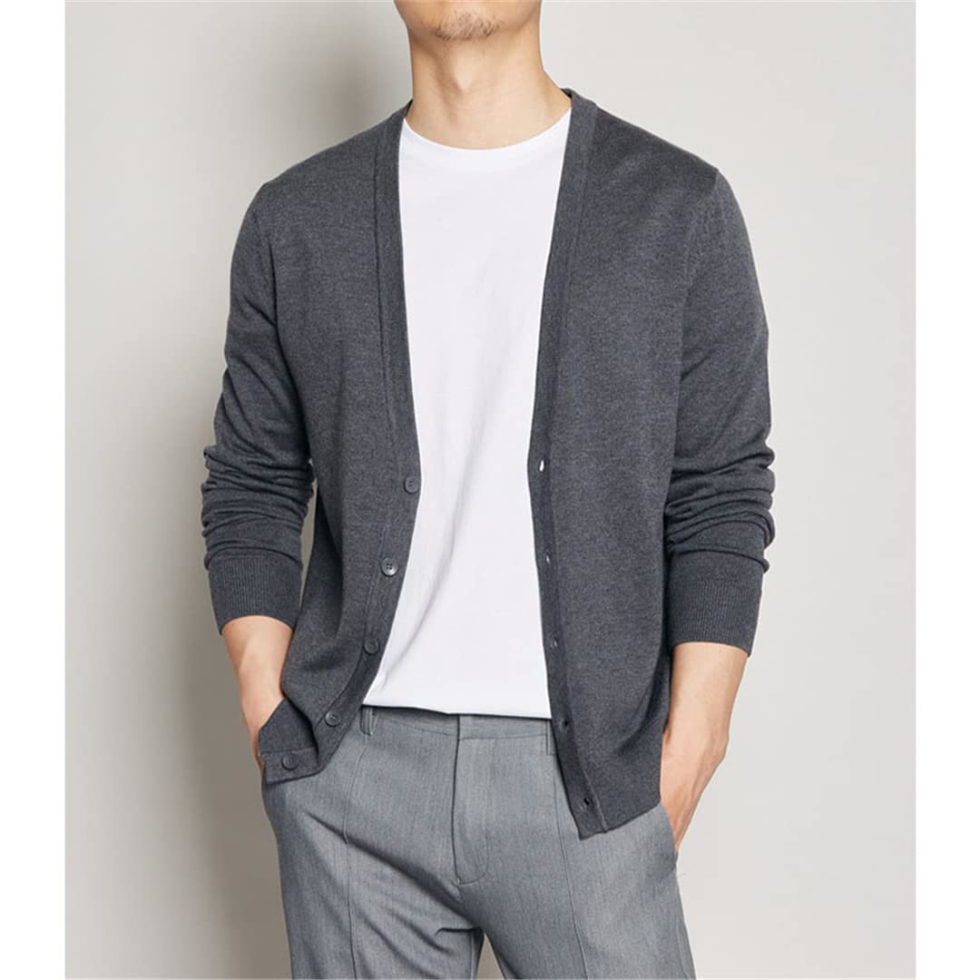 Zadaos Chaqueta de otoño masculina de color sólido de punto casual abotonada suéter