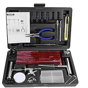 Faburo 91pcs Tyre Repair Kit Tubeless Car Puncture Repair Kit Tubeless Sealant Truck Accessories for Car Motorcycle Auto, ATV, Jeep, Tractor