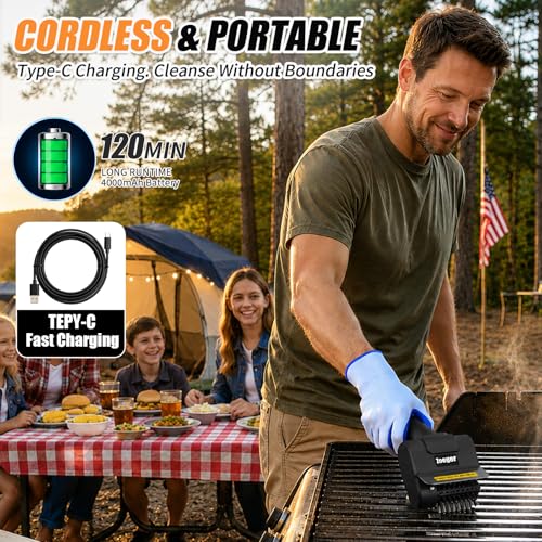 Zoeger Upgraded Electric Grill Brush High Torque 2 in 1 Kit Power BBQ Cleaning Cordless - image 6