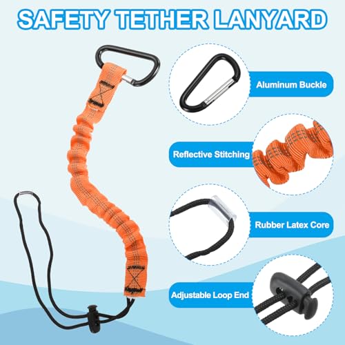 Image of MECCANIXITY Retractable Tool Lanyard 2ft with Single Aluminum Buckle and Adjustable Loop End, Maximum Weight Limit 10KG / 22lb, Safety Fall Protection Tools Leash, Orange 6 Pack