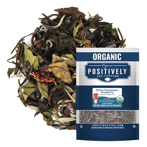 Image of Organic Positively Tea Company, White Champagne Raspberry White Tea, Loose Leaf, 4 Ounce