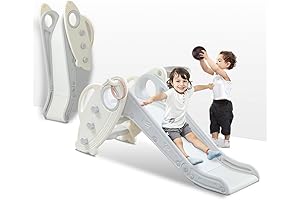 Toddler Slide with Basketball Hoop, Onasti Baby Indoor Playground Frolic Slide