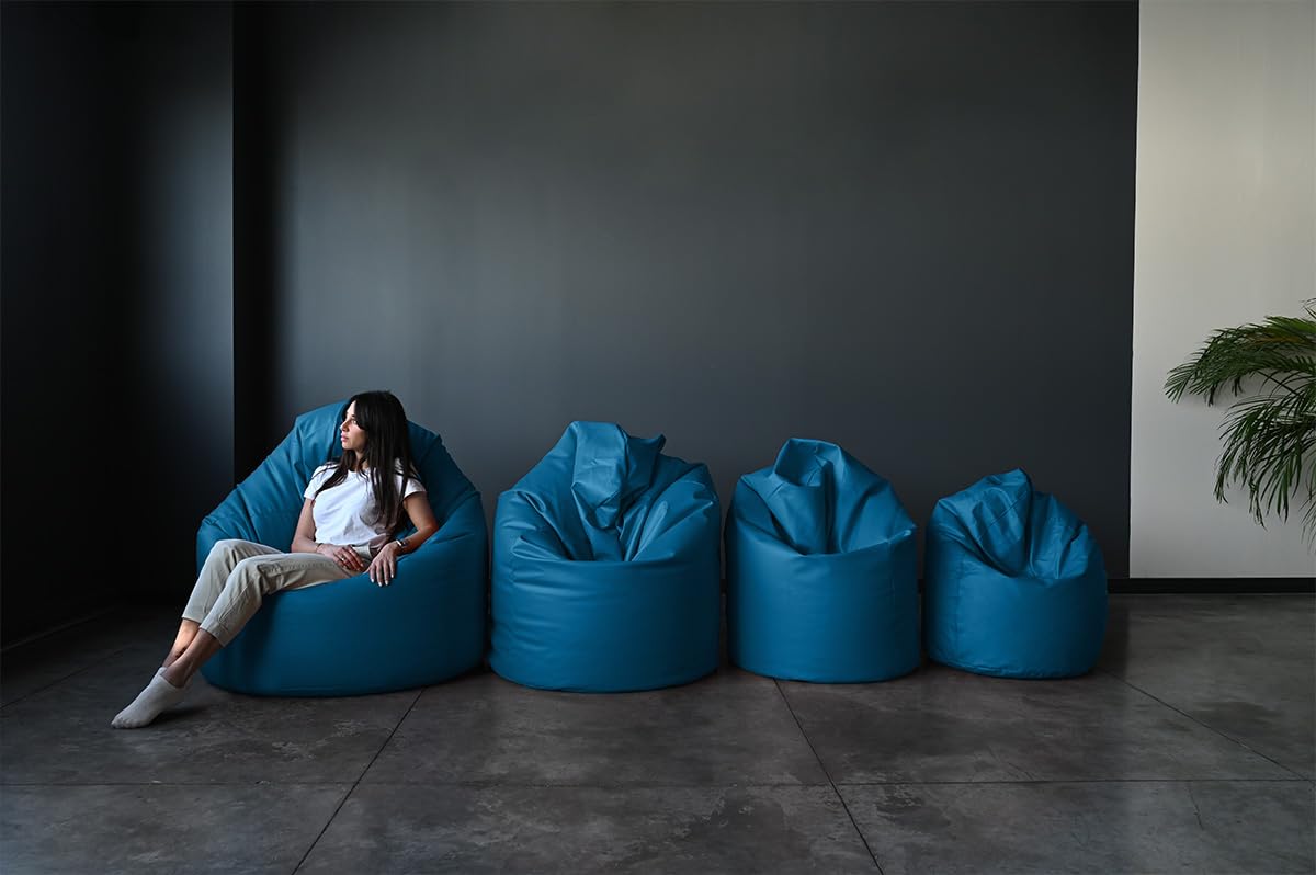 Pouf Sacco Gigante In Ecopelle - 140x100cm, Imbottitura Palline Polistirolo, Per Salotto E Camera, Colore Rosso - Foto 2