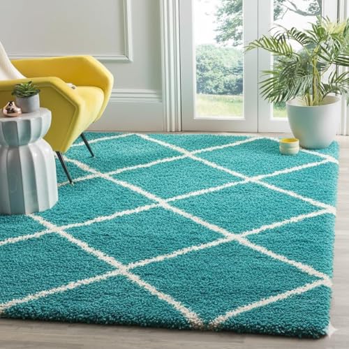 Image of Premium Antiskid Shaggy Carpet /Rug Plain Fur Rectangular Rugs,Soft Microfiber for Bedroom,Living Room,Kids Room,Hall etc (Turquise Box, 4x6 feet)