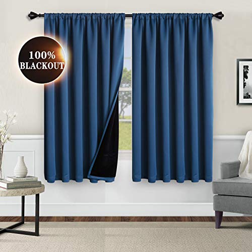 WONTEX 100% Thermal Blackout Curtains for Bedroom - Winter Insulating Rod Pocket Window