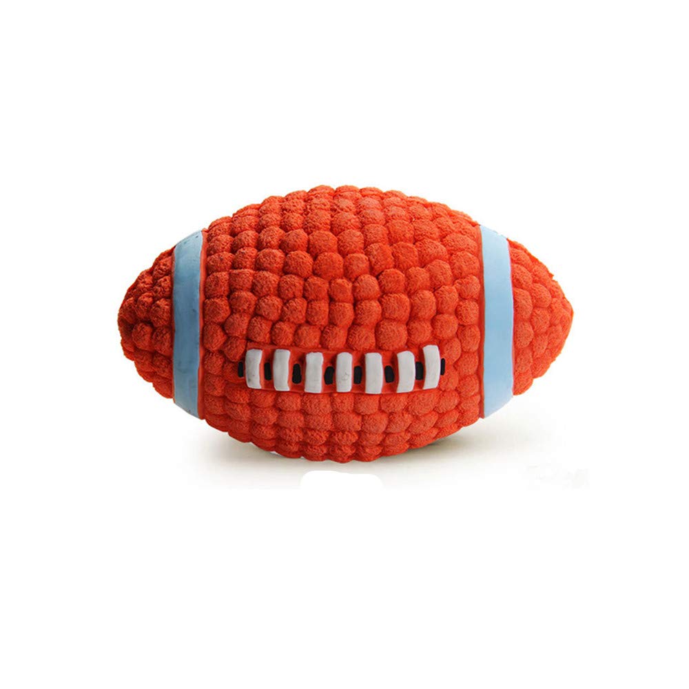 Sotoboo Squeak Dog Toys,Soft Bouncing Latex Squeaky Floating Toy Football Volleyball Tennis Rugby Fetch Throw Ball Chew Toys For Dogs Puppy (Rugby)