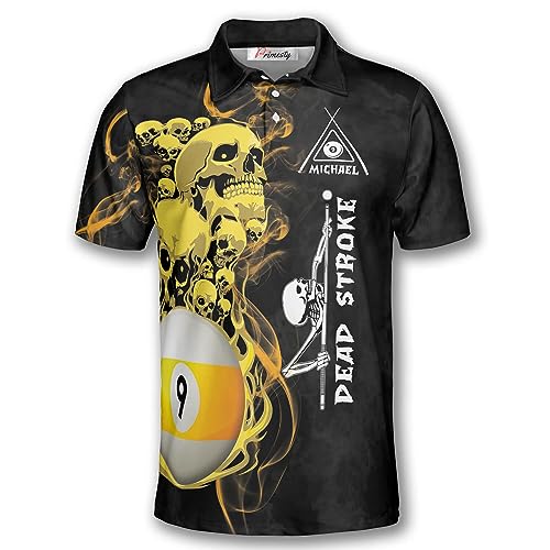 PRIMESTY Personalized Billiards 9 Ball Pool Shirts for Men, Custom Billiard Polo Shirts, Billiard Jerseys Size S-5XL2