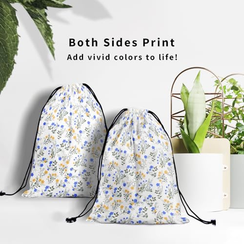 Image of Nerxy Floral Grip Bag - Spring Summer Gymnastics Grip Bag Wildflower Gymnasts Gym Bag Blue Yellow Drawstring Gift Bag Gym Storage Pouch for Sports Party Favors