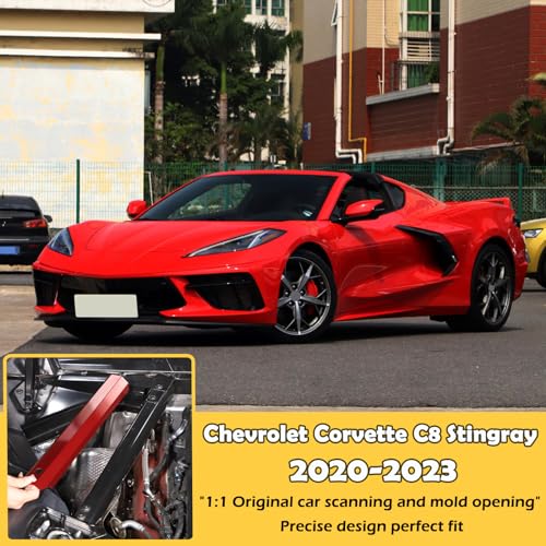 Image of CHEAYAR Engine Bay Panel Cover Compatible with Chevrolet Corvette C8 2020-2023, Engine Shroud Cover Panel Trims, C8 Accessories 2PCS (Engine Rod - Red)