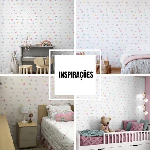 Papel de Parede Adesivo Infantil Corações Coloridos Taciele Alcolea