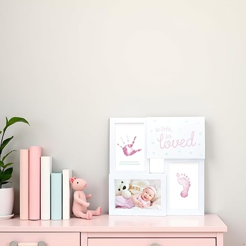Miniatura 7 de Tiny Ideas Baby Prints - Marco de recuerdo de collage con almohadilla de tinta incluida So Little So Loved rosablanco juego de 3 piezas paquete de 1