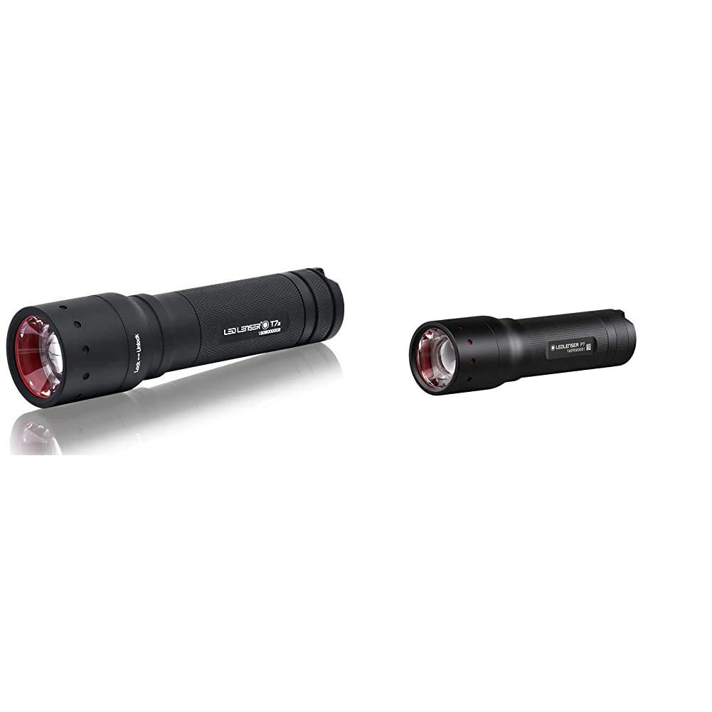 Ledlenser 9807 T7.2 LED Torch, 1.5 V, Black & 501046 P7 Professional LED Torch, Black. Upgraded to 450 lumens, High Performance, Compact, Powerful, 1.5 V, 13 x 3.7 x 13 cm