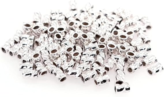 925 Sterling Silver Twist Tube Crimp Beads, 3 X 1.5MM, 100pcs by Craft Wire