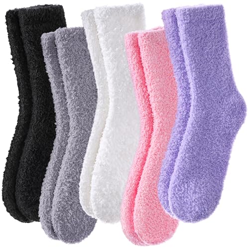 POEATEZO Womens Fuzzy Socks Cozy Fluffy Winter Cabin Slipper Warm Soft Microfiber Plush Home Sleeping Socks