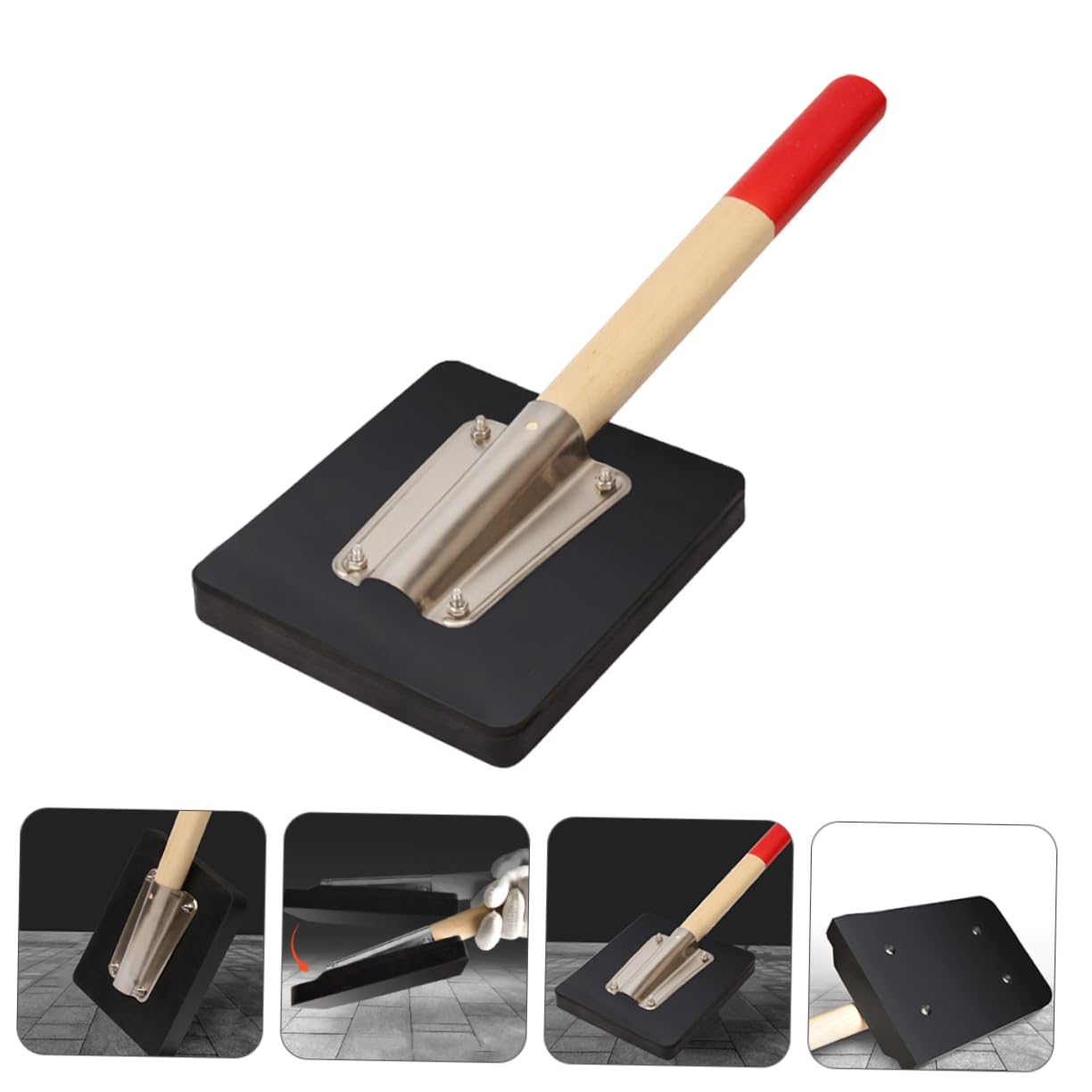 Uonlytech Maillet Caoutchouc Pour Pavage Outil De Construction Marteau Caoutchouc Aplanir Carreaux Poignée Ronde Bois