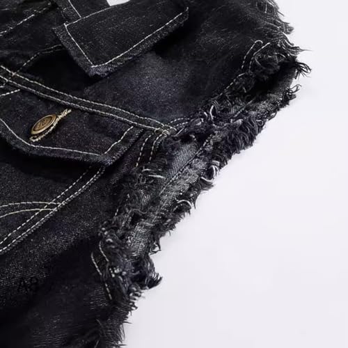 Only Faith Men's Black Jeans Vest Fashion Sleeveless Denim Jacket With Holes4