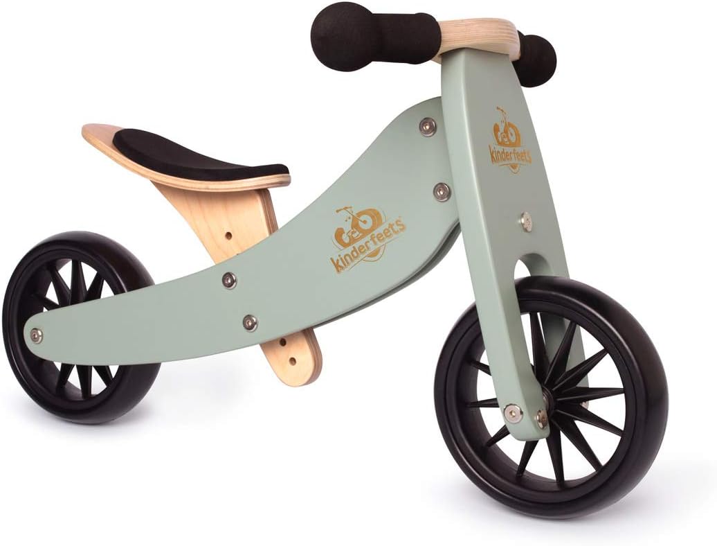Kinderfeets TinyTot 2-in-1 Wooden Balance Bike and Tricycle - Easily Convert from Bike to Trike | Sustainable and Eco-Friendly | Adjustable Riding Balance Toy for Kids and Toddlers (Cherry Red) : Toys & Games