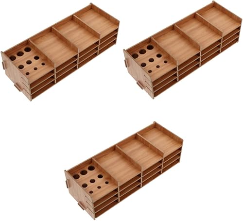 Miniatura 1 de EXCEART Bandejas de madera, 3 juegos de estante de almacenamiento, bandeja de arte de diamante, torre de herramientas de diamante, contenedor de