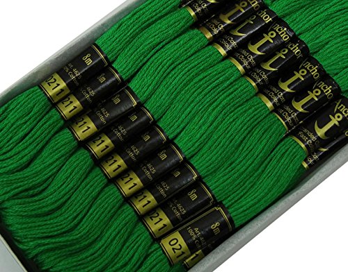 Image of Cross Stitch Hand Embroidery Thread Stranded Cotton Craft Sewing Floss 25 Skeins-Green