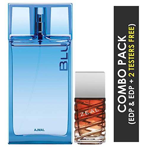 Ajmal Blu EDP Aquatic Woody Perfume 90ml for Men and Zeal EDP Aquatic Woody Perfume 100ml for Men FREE - Image 2