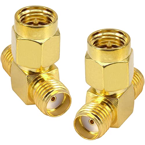 YILIANDUO Adaptador SMA Macho a Doble SMA Hembra 3 vías Divisor de Antena Conector Converter de Doble Paso RF Coaxial Conector para Equipos de Prueba de RF, Equipos de Radio Paquete de 2 …