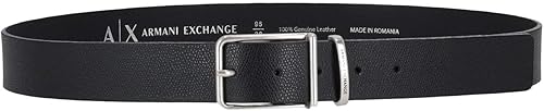 Armani Exchange Men's Essential Buckle Belt, Black, 50IN