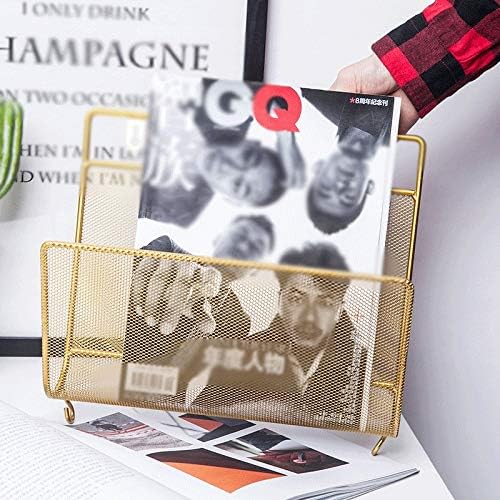 HBJWOV Nordic Wrought Iron Net Magazine Storage Rack Books Shelf Home Wall Decoration Pendant Newspaper Hanging Holder Organizer(C)