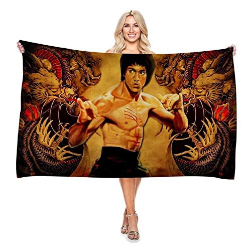 ZUOLAER Toalla Playa Kung Fu Lee Toalla de Piscina Bruce Film Microfibra Supersuave Toalla de Baño Altamente Absorbente para Playa Yoga Gimnasio Tumbona Viajes 2 Tamaños Cover