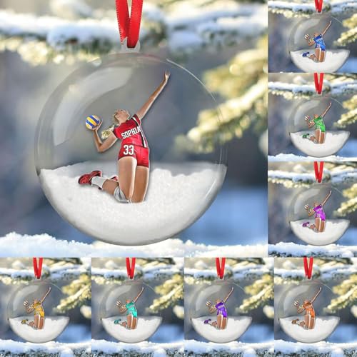 Personalized Volleyball Christmas Tree Ornament - Girl's Beach Volleyball Ornament Gift Team