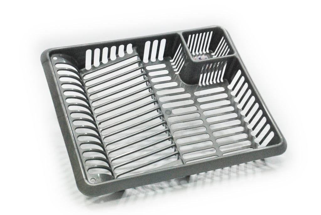 My Bargains Online Shop Grey Plastic Kitchen Cutlery Dish Drainer
