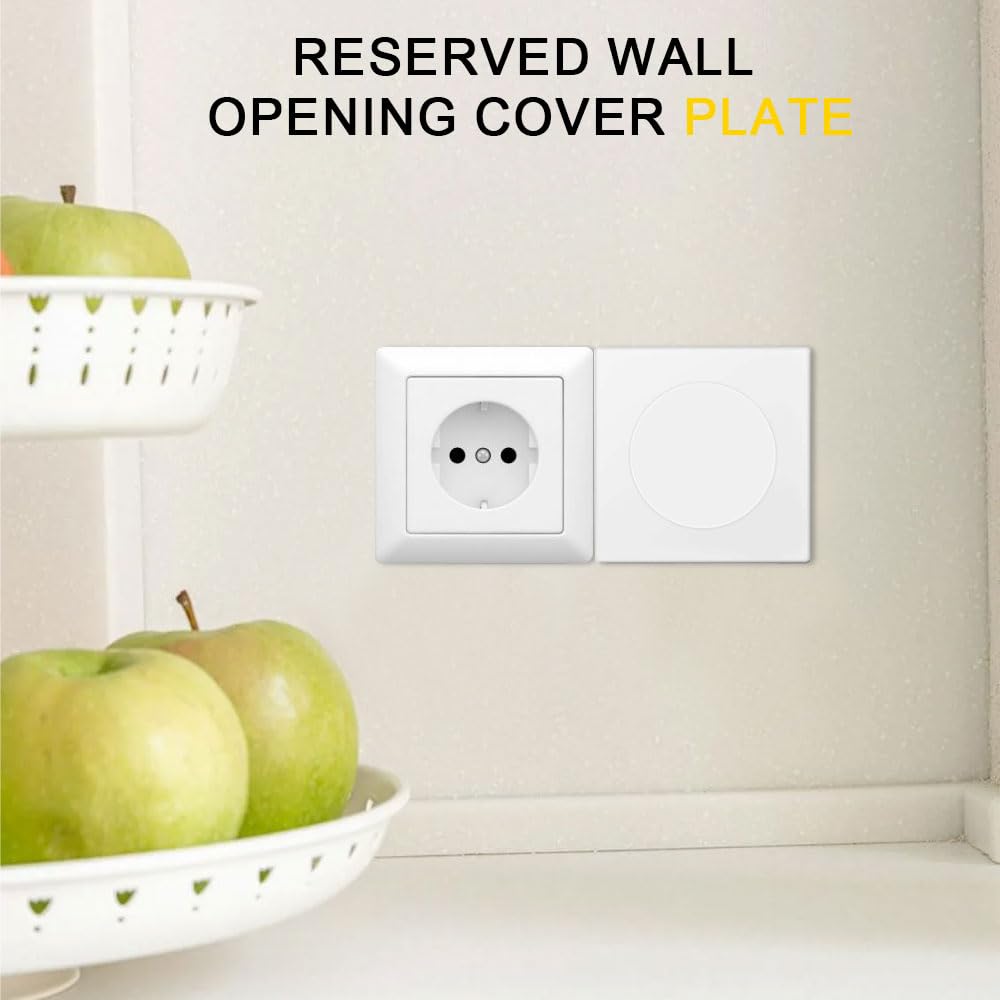 2Pcs Placa de Pared Decorativa,86 x 86 mm, Autoadhesivas Tapa Ciega Enchufe Pared, Cubierta para Enchufes con Orificio Extraíble para Enchufes o Interruptores no Utilizados(Blanco)