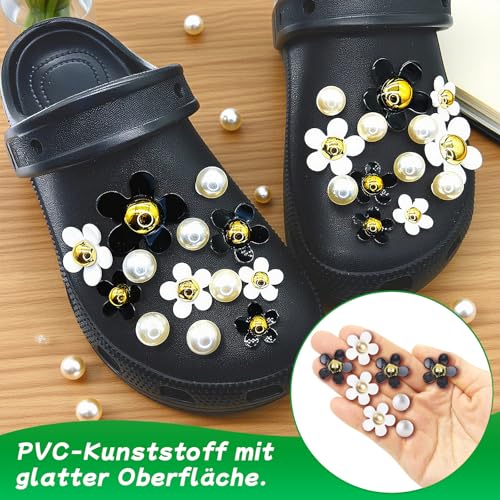 KLINNA 18 Stück Schuhanstecker für Mädchen, Blumen Schuh Charms Set für Crocs, Süßes Kinder Zubehör mit Knöpfen, Perlen Schuhanhänger zur Dekoration von Gartenschuhe & Sandalen