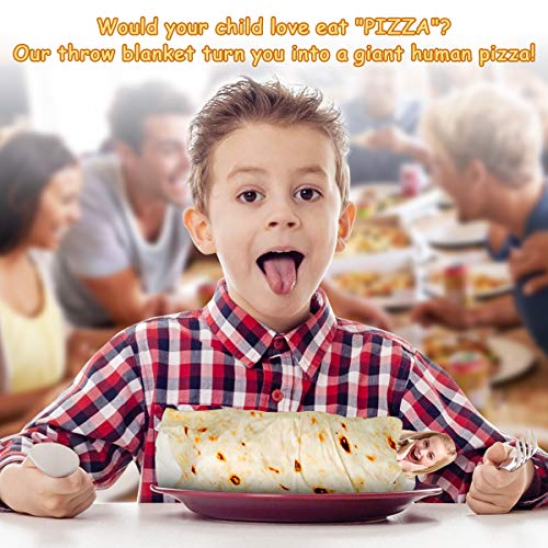 Image of Lhedon Tortilla Blanket Kids 49 Inch Burrito Blanket Soft Flannel | Birthday gifts, boys ages 1-5, kindergarten graduation, taco food theme, funny gifts, cozy throw